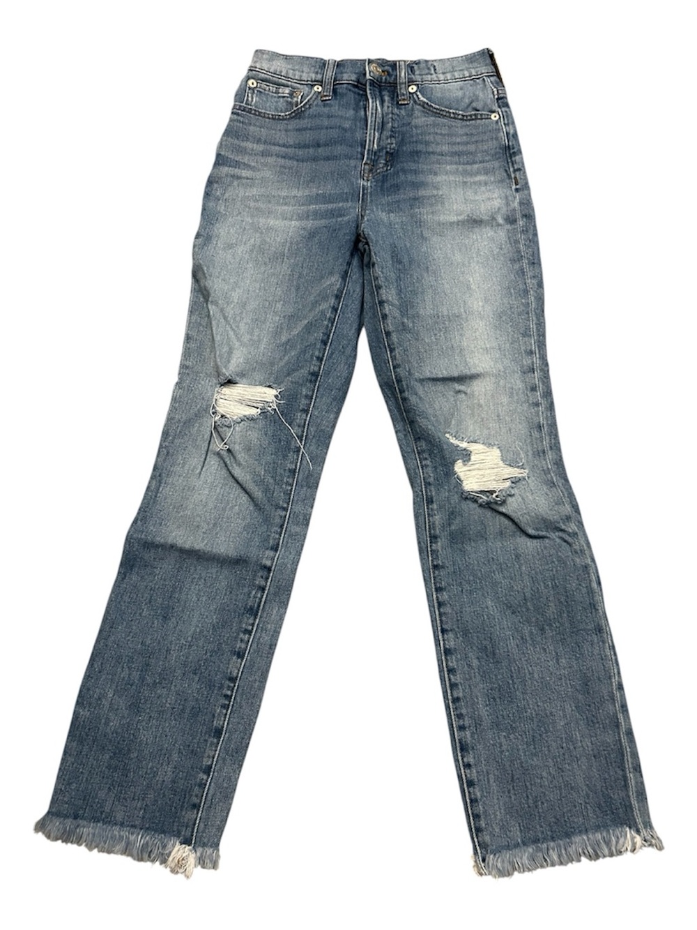 Distressed Blue Women’s Straight-Leg Jeans - Unbranded